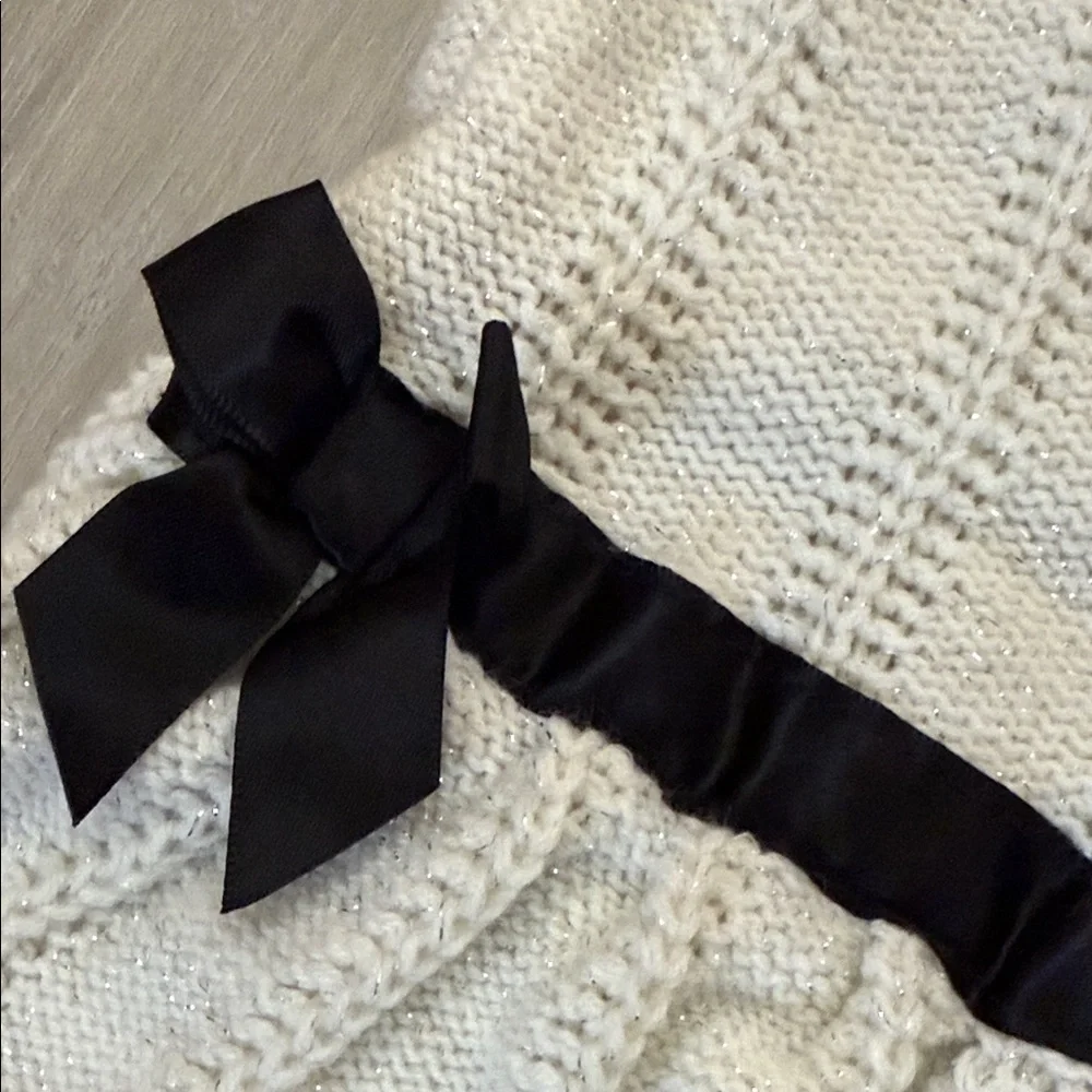 The Children's Place White Knit Dress with Black Bow